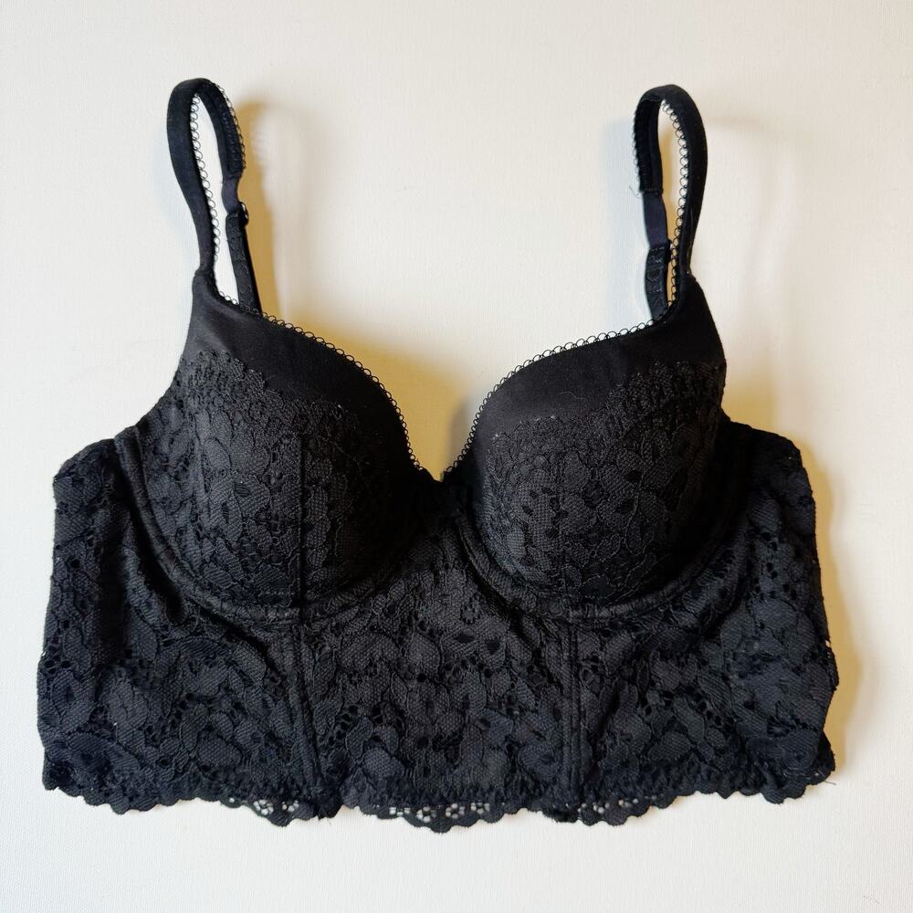 Victoria’s Secret Lined Demi Laced Bra Bralette 36B Black